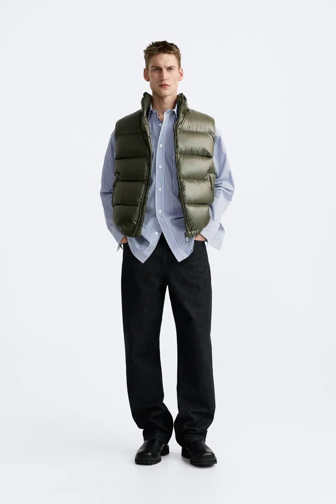 Feather Down Puffer Green Gilet